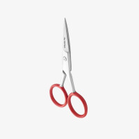 Expert 30 Typ 1 Augenbrauenschere, klassische Klingenform, gerader Griff, ergonomische ovale Ringe in rot