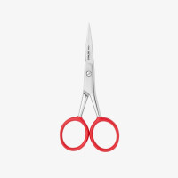 Expert 30 Typ 1 Augenbrauenschere, klassische Klingenform, gerader Griff, ergonomische ovale Ringe in rot