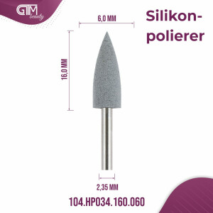 Silikonpolierer Spitzbogen &oslash;6mm Weis K&ouml;rnung 180