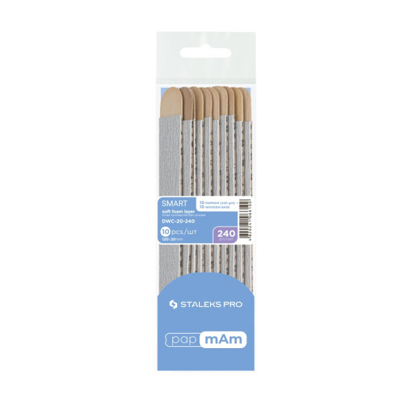 Staleks Pro SMART 20 papmAm SOFT Wechselfeilen mit Holzbasis (10 Stk. - 240 Grit)