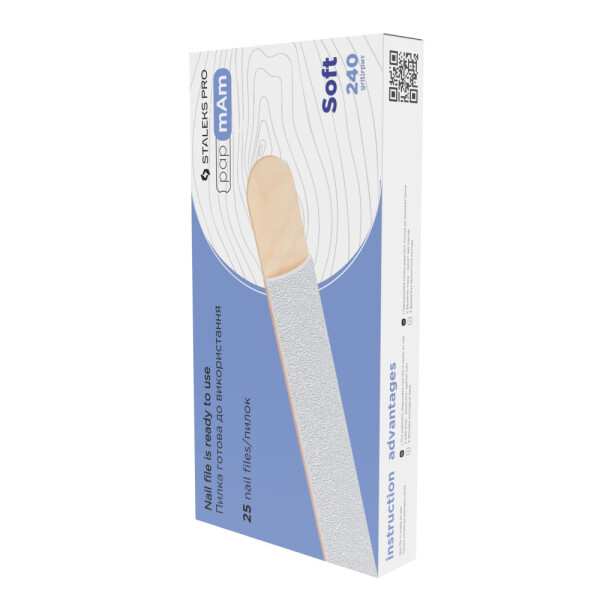 Staleks Pro SET EXPERT 20 papmAm SOFT Wechselfeilen mit Holzbasis (25 Stk. - 240 Grit) Weiß