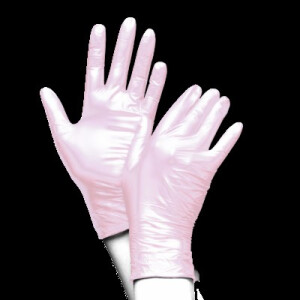 Unigloves FANCY Rosa Glänzend Medizinische Nitril Handschuhe – puderfrei, latexfrei - M