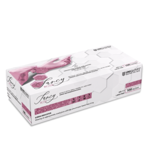 Unigloves FANCY Rosa Glänzend Medizinische Nitril Handschuhe – puderfrei, latexfrei - M