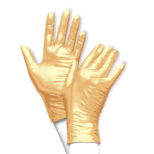 Unigloves FANCY Gold Glänzend Medizinische Nitril Handschuhe – puderfrei, latexfrei