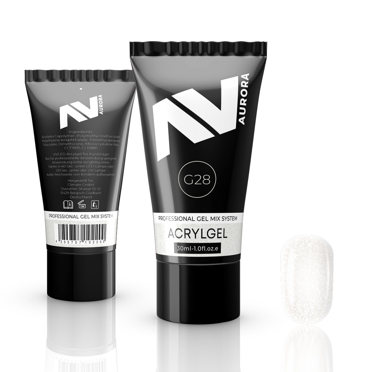 AURORA Acrylgel White Glitter G28 30ml box