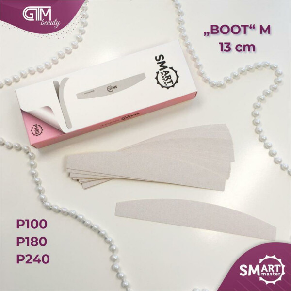 Nagelfeile SMART Einwegfeilblättern „PREMIUM“ für Basis „BOOT“ M 13 cm 25 Stk. P240