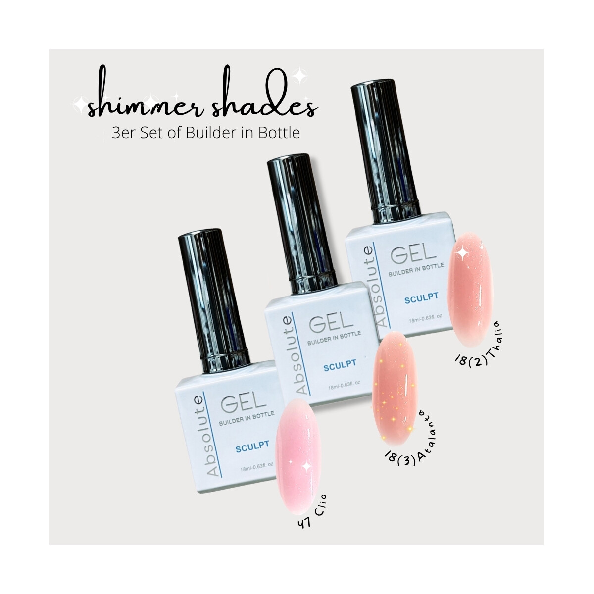 Absolute Builder in bottle Gel #Schimmer SET 3x18ml