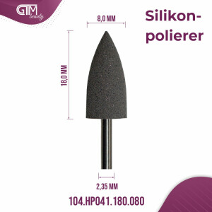 Silikonpolierer Spitzbogen &oslash;8mm Grau K&ouml;rnung 150