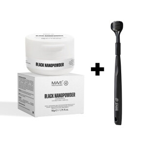 MAVE PROFESSIONAL - BLACK NANOPOWDER 50 g + NANO360 ZAHNBÜRSTE - Zahnaufhellungs-Set mit 360° Zahnbürste